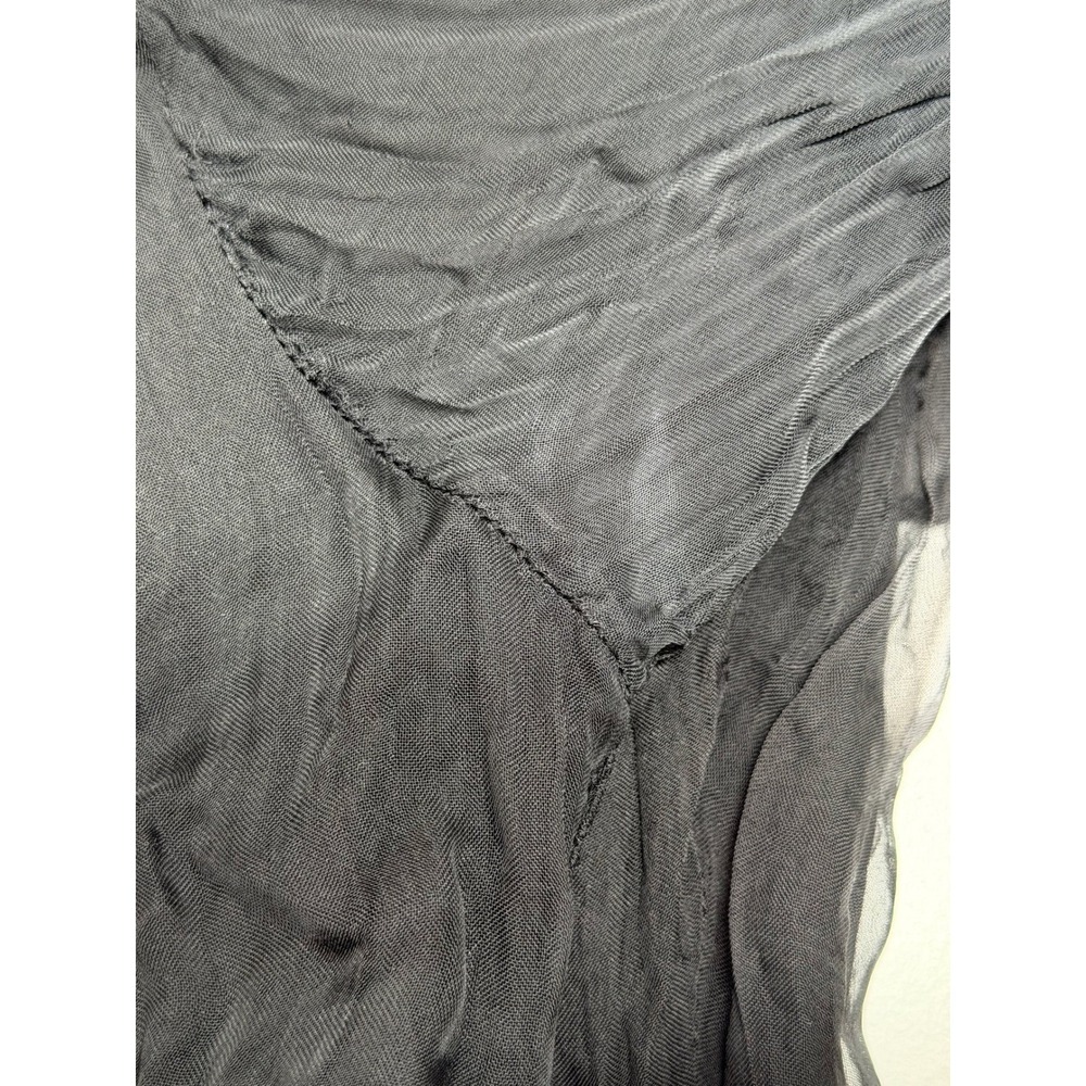 Gretchen Scott Top Womens Medium Black Pintuck Pleated Sheer Sleeve Witchy Tunic - Picture 9 of 12